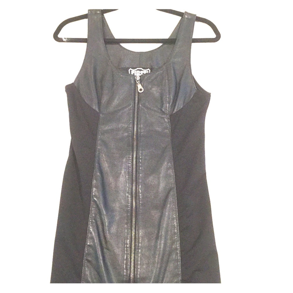 Genuine Black Leather Dress